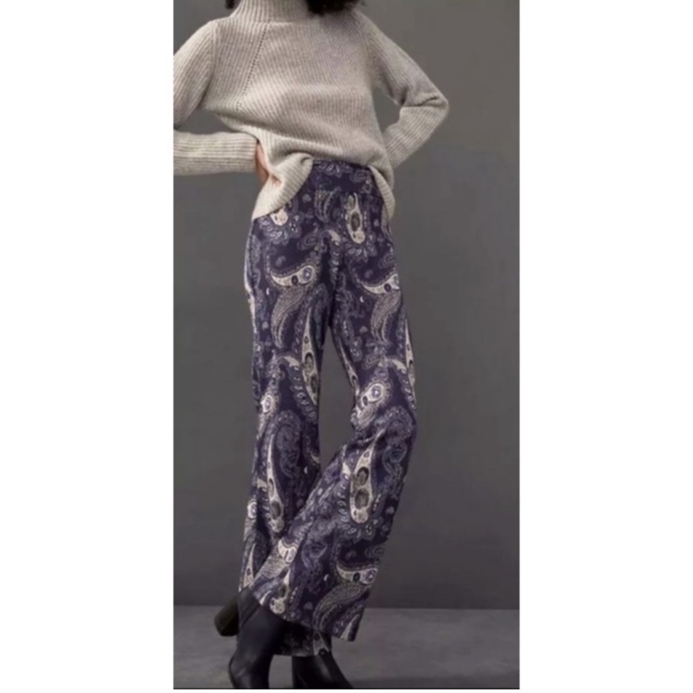 MAEVE Anthropologie paisley print bottoms flare